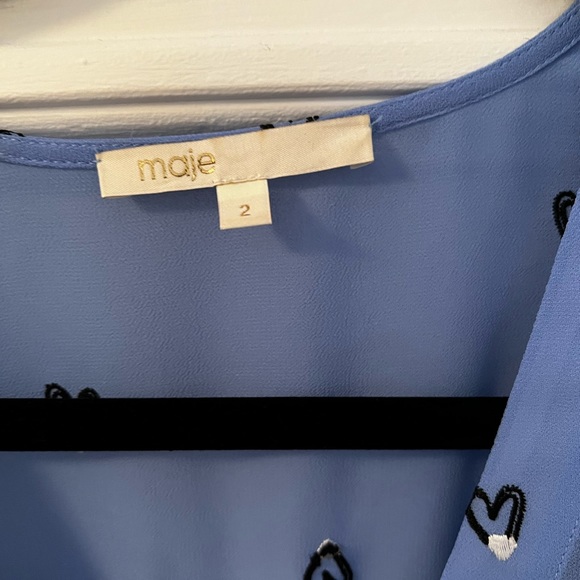 Maje Rengo Blue Embroidered Heart Dress size 2 - Picture 4 of 5